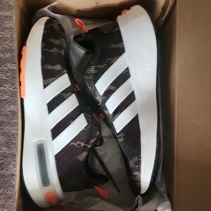 Adidas Cloudfoam Sneakers with Camo and Orange Accents